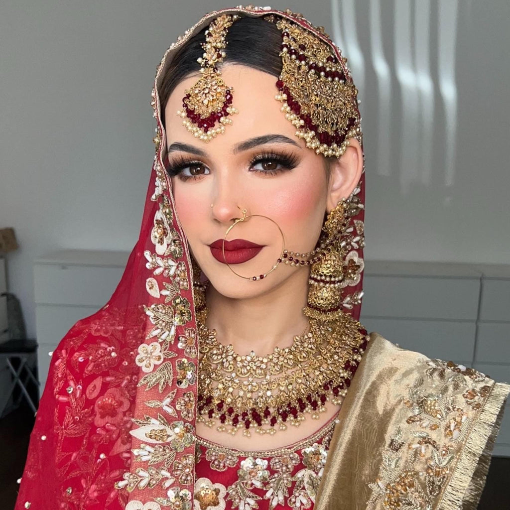 Gold-Plated Indian Bridal Jewelry Set: Choker, Bangles, Jhoomar & More