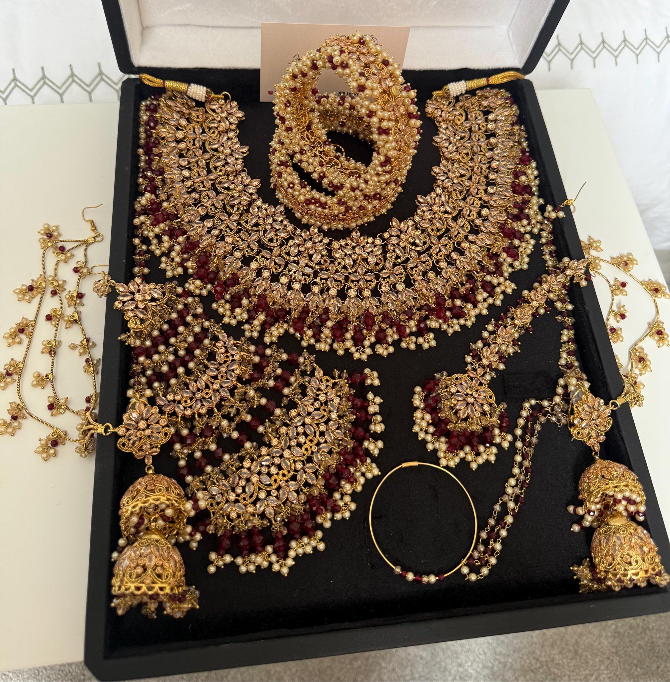 Gold-Plated Indian Bridal Jewelry Set: Choker, Bangles, Jhoomar & More