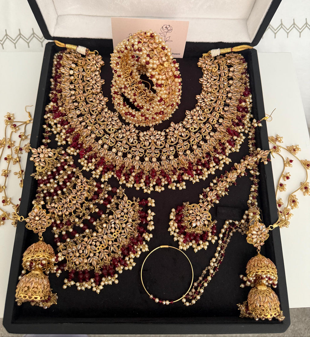 Gold-Plated Indian Bridal Jewelry Set: Choker, Bangles, Jhoomar & More