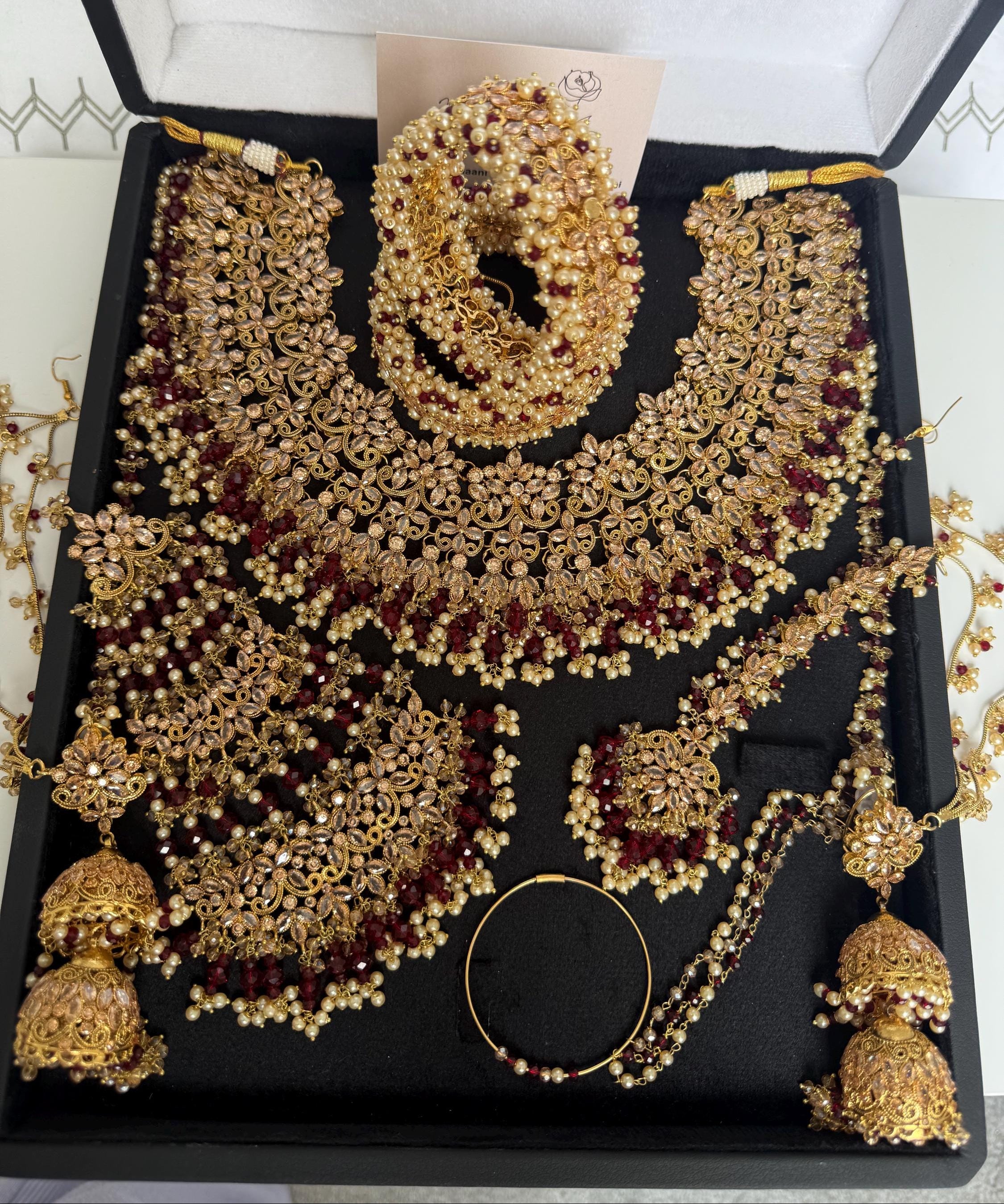 Gold-Plated Indian Bridal Jewelry Set: Choker, Bangles, Jhoomar & More