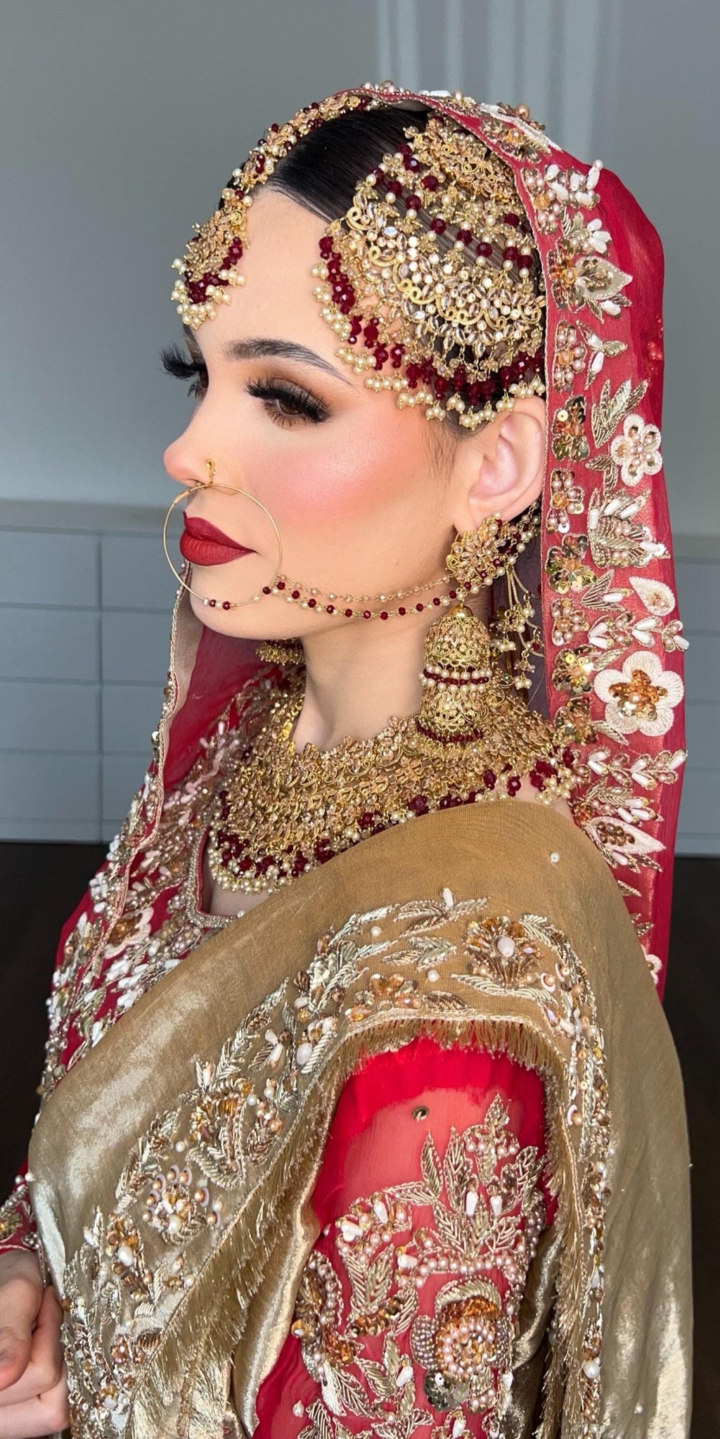 Gold-Plated Indian Bridal Jewelry Set: Choker, Bangles, Jhoomar & More