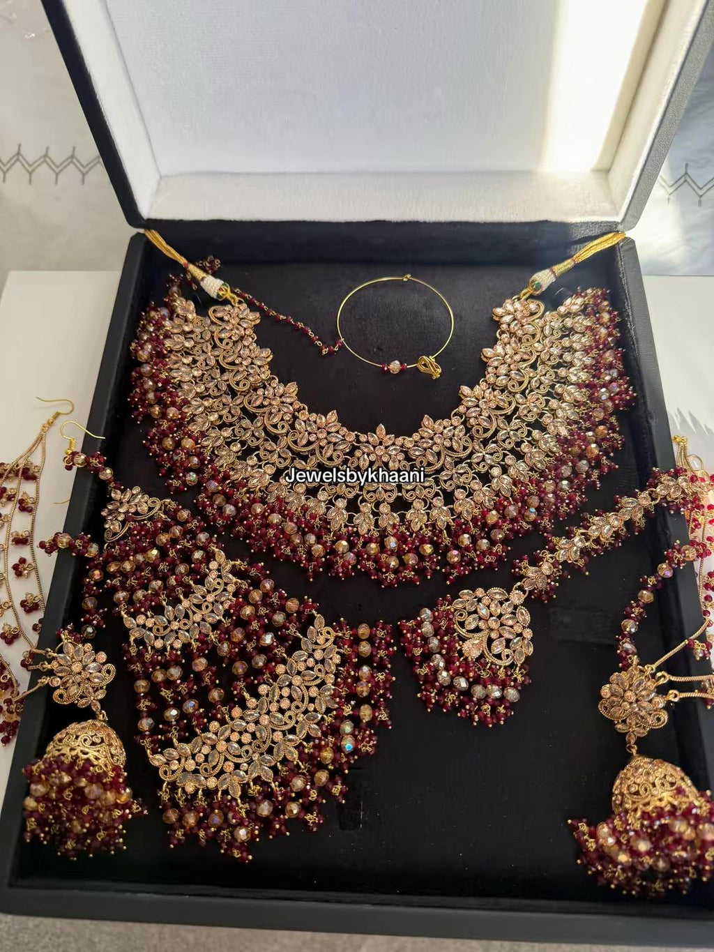 Gold-Plated Red Kundan Bridal Choker Set: Indian Wedding Jewelry