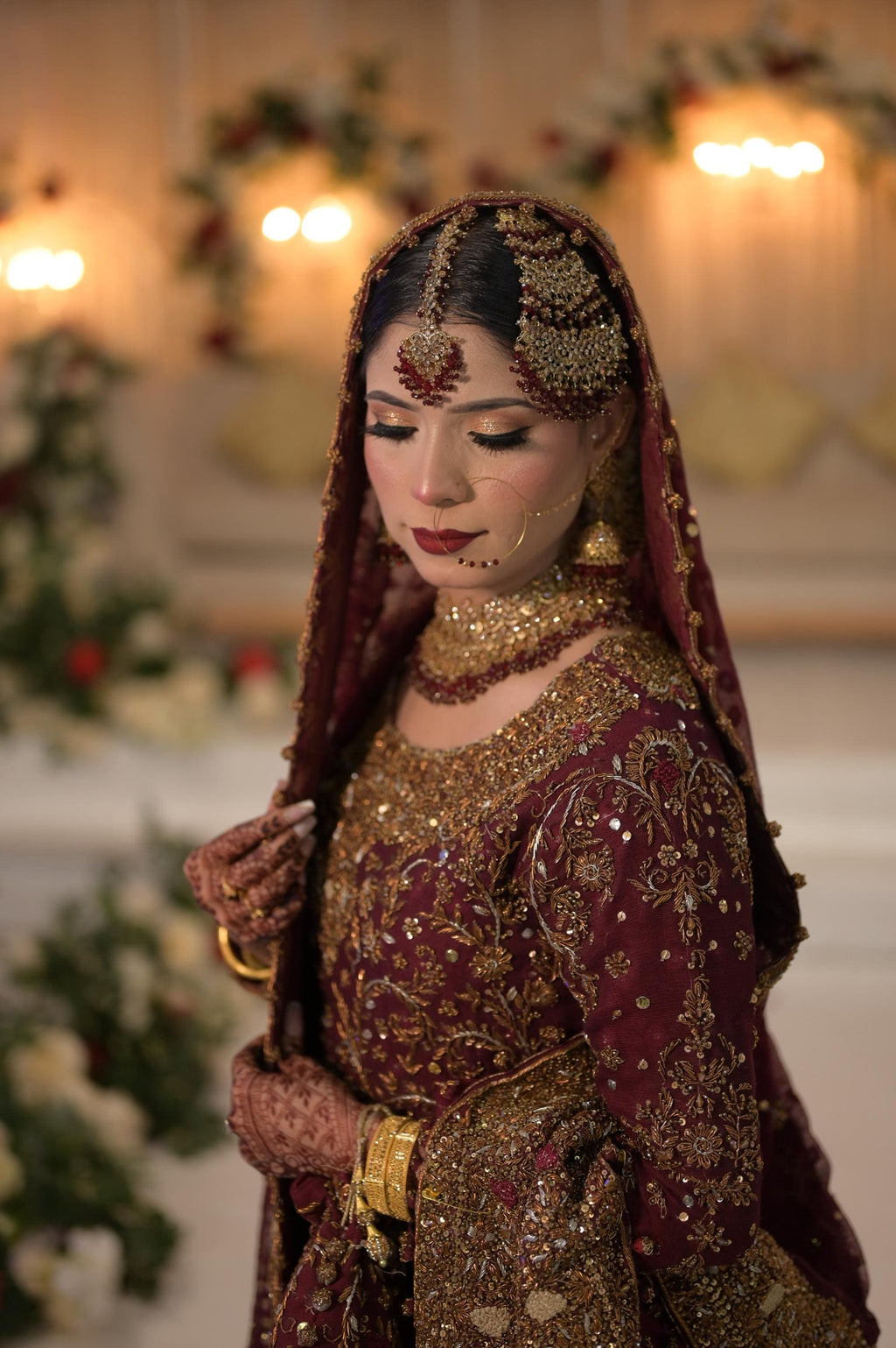 Gold-Plated Red Kundan Bridal Choker Set: Indian Wedding Jewelry