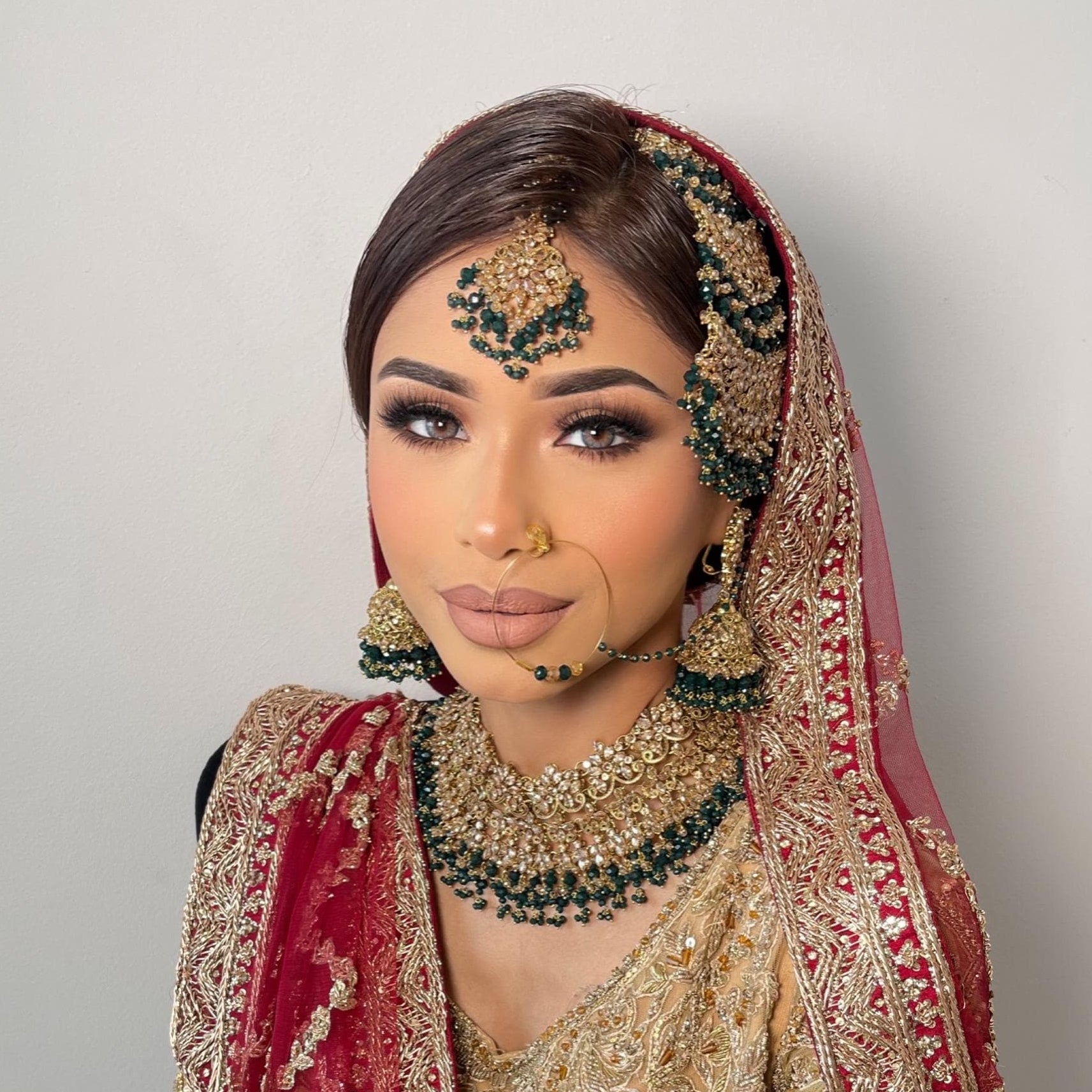 Gold-Plated Red Kundan Bridal Choker Set: Indian Wedding Jewelry