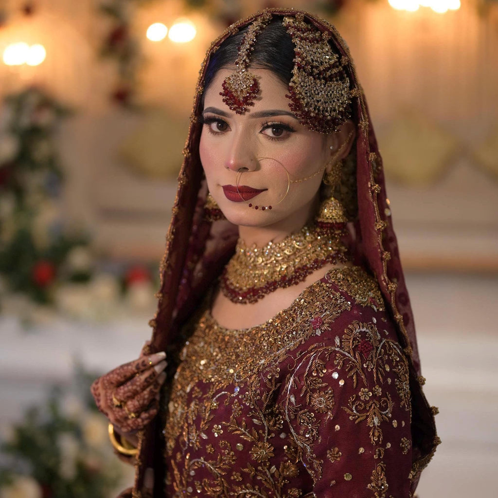 Gold-Plated Red Kundan Bridal Choker Set: Indian Wedding Jewelry