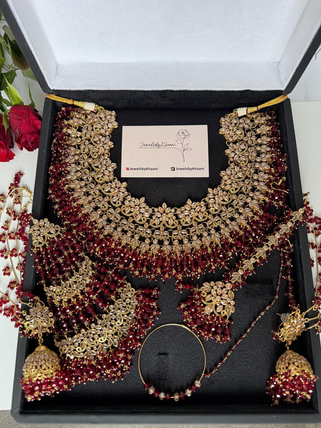 Gold-Plated Red Kundan Bridal Choker Set: Indian Wedding Jewelry