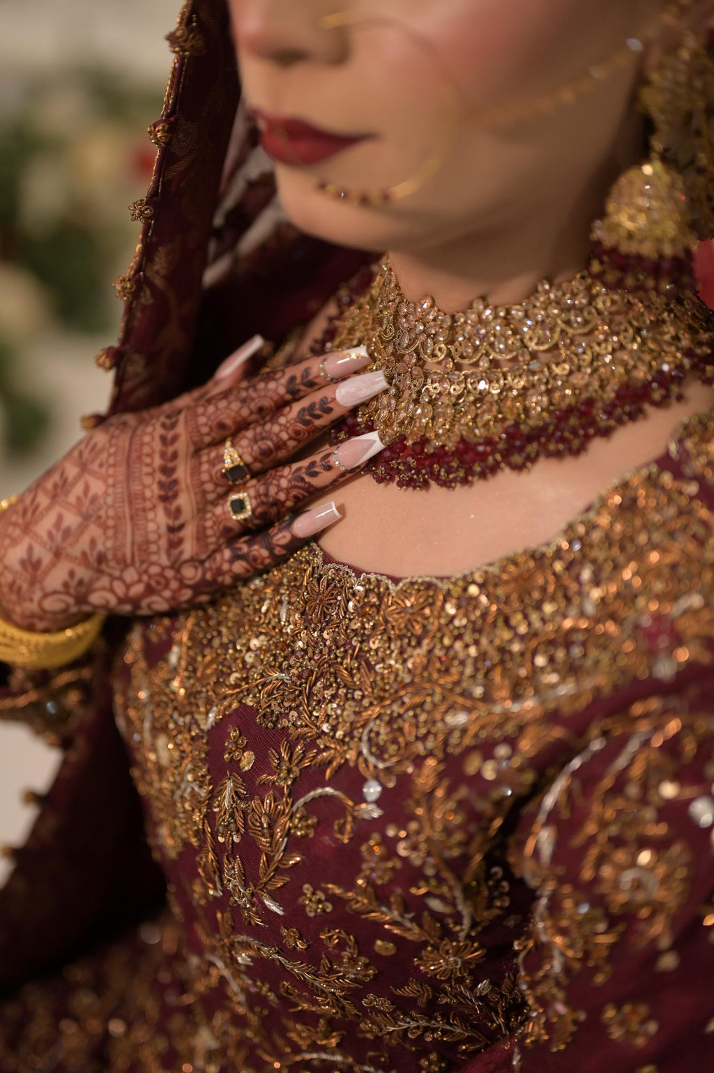 Gold-Plated Red Kundan Bridal Choker Set: Indian Wedding Jewelry