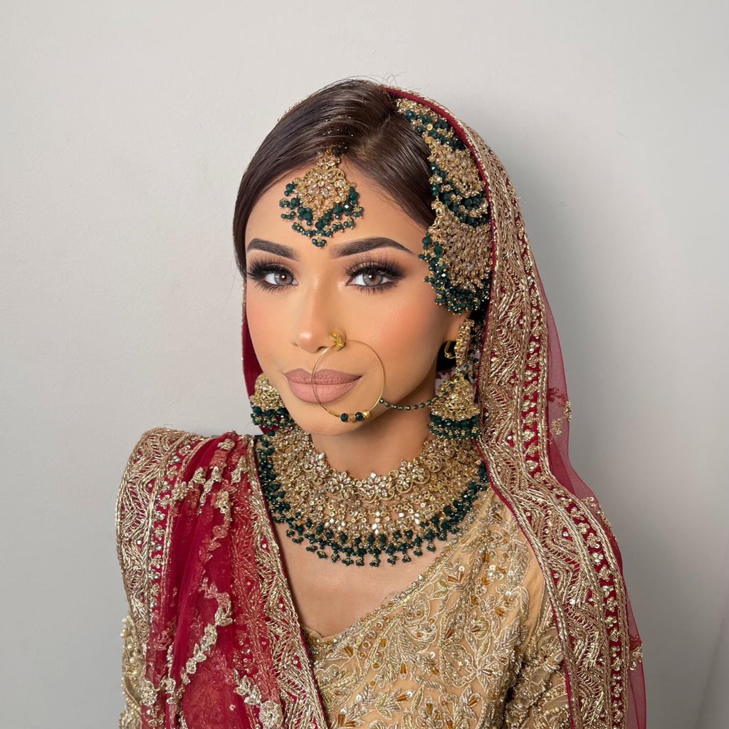 Gold-Plated Red Kundan Bridal Choker Set: Indian Wedding Jewelry