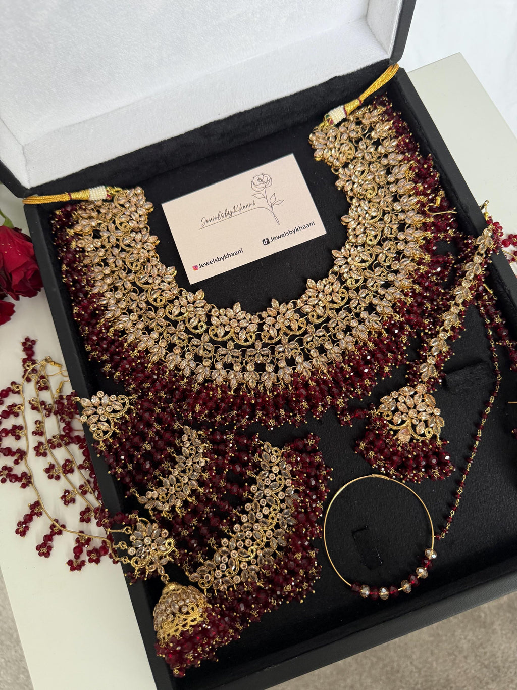 Gold-Plated Red Kundan Bridal Choker Set: Indian Wedding Jewelry