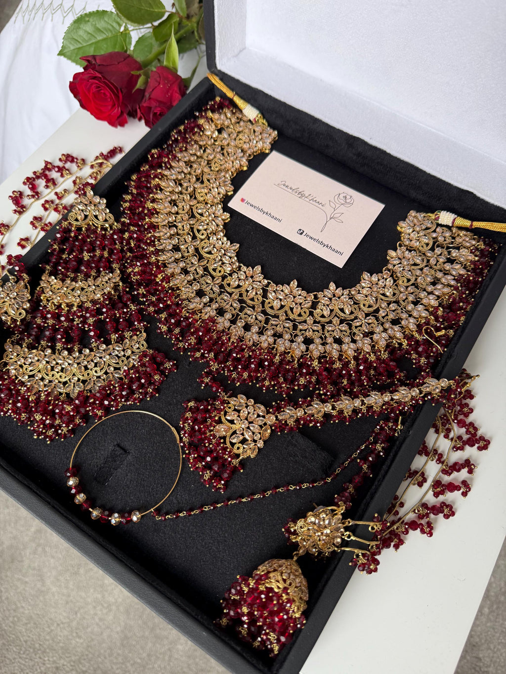 Gold-Plated Red Kundan Bridal Choker Set: Indian Wedding Jewelry