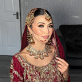 Gold-Plated Red Kundan Bridal Jewelry Set: Pakistani Indian Wedding Choker