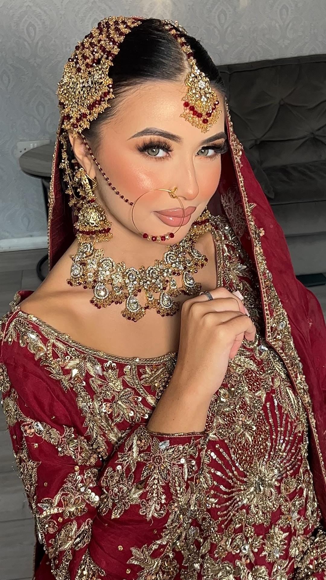 Gold-Plated Red Kundan Bridal Jewelry Set: Pakistani Indian Wedding Choker