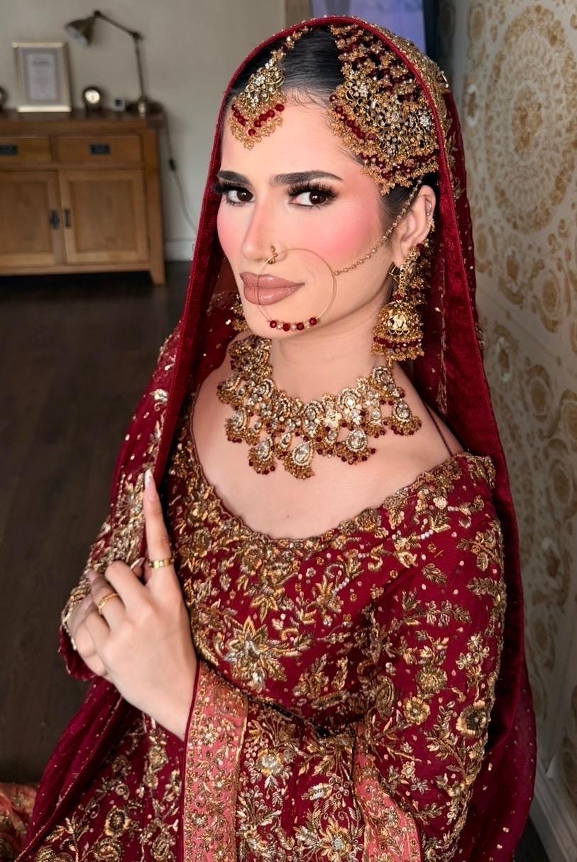 Gold-Plated Red Kundan Bridal Jewelry Set: Pakistani Indian Wedding Choker