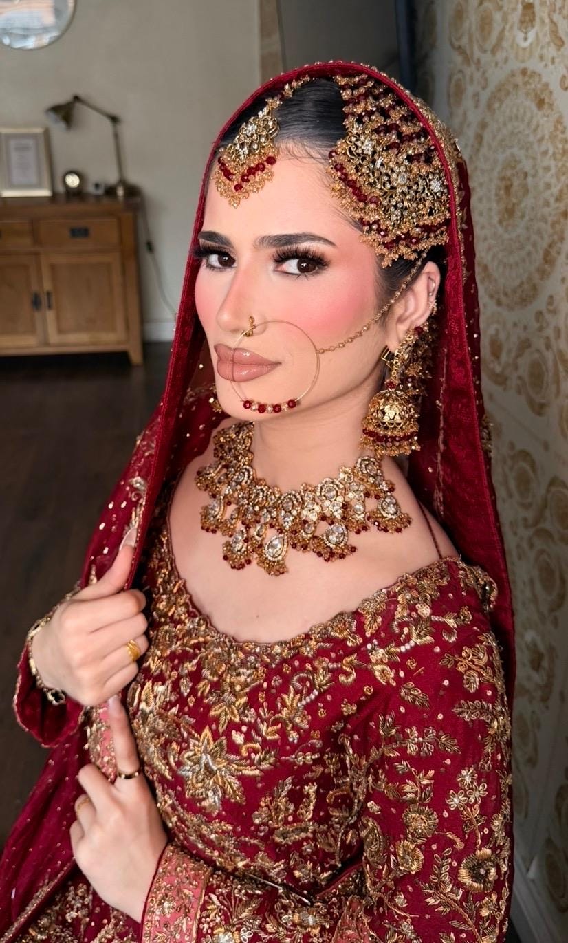 Gold-Plated Red Kundan Bridal Jewelry Set: Pakistani Indian Wedding Choker