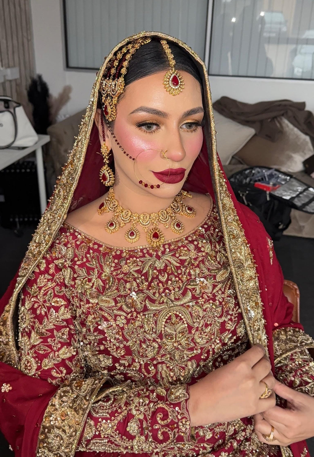 Red Kundan Choker Set: 24k Gold-Plated Indian Pakistani Jewelry