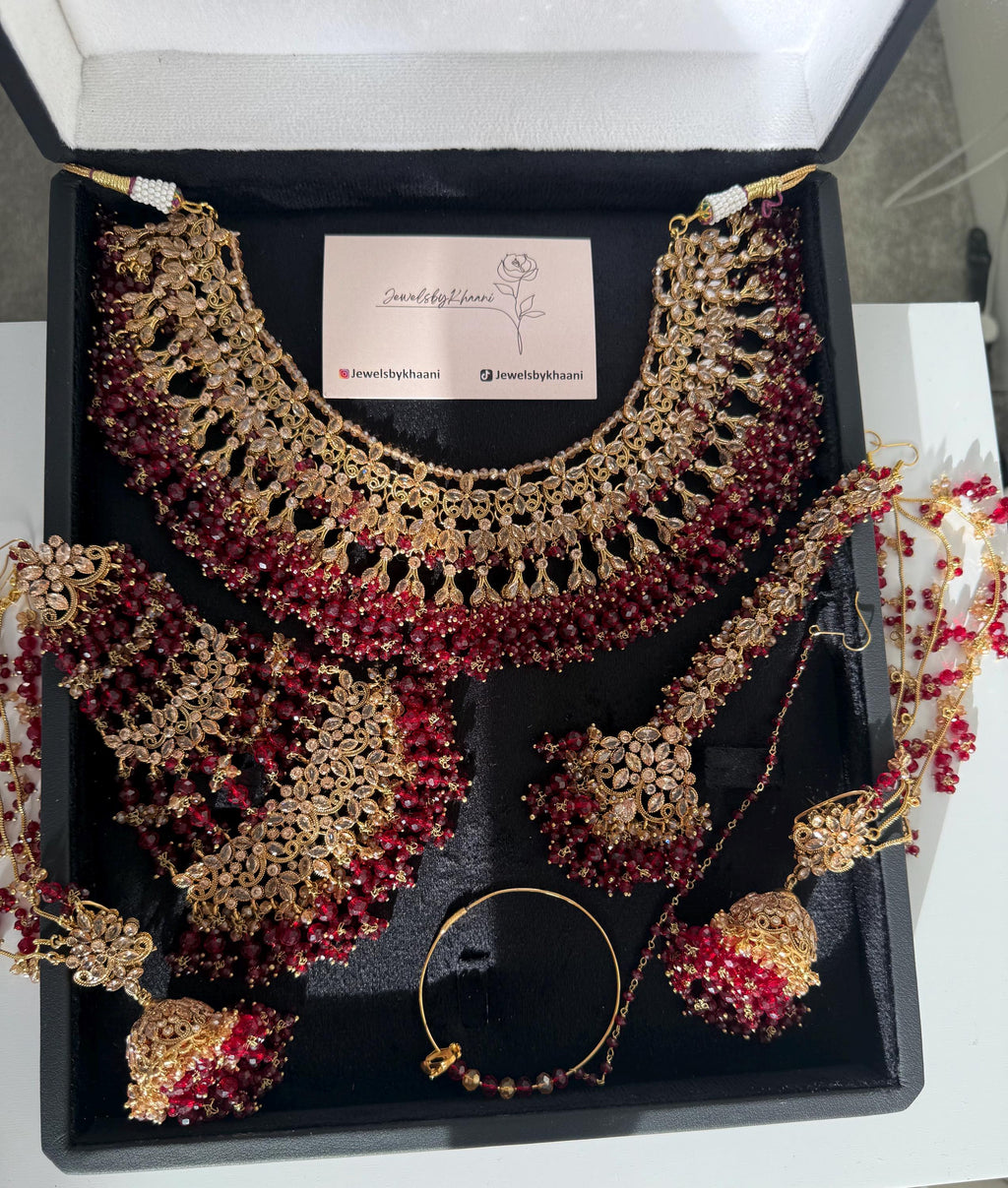 Red Stone Kundan Bridal Jewelry Set: Gold-Plated Indian Wedding Choker