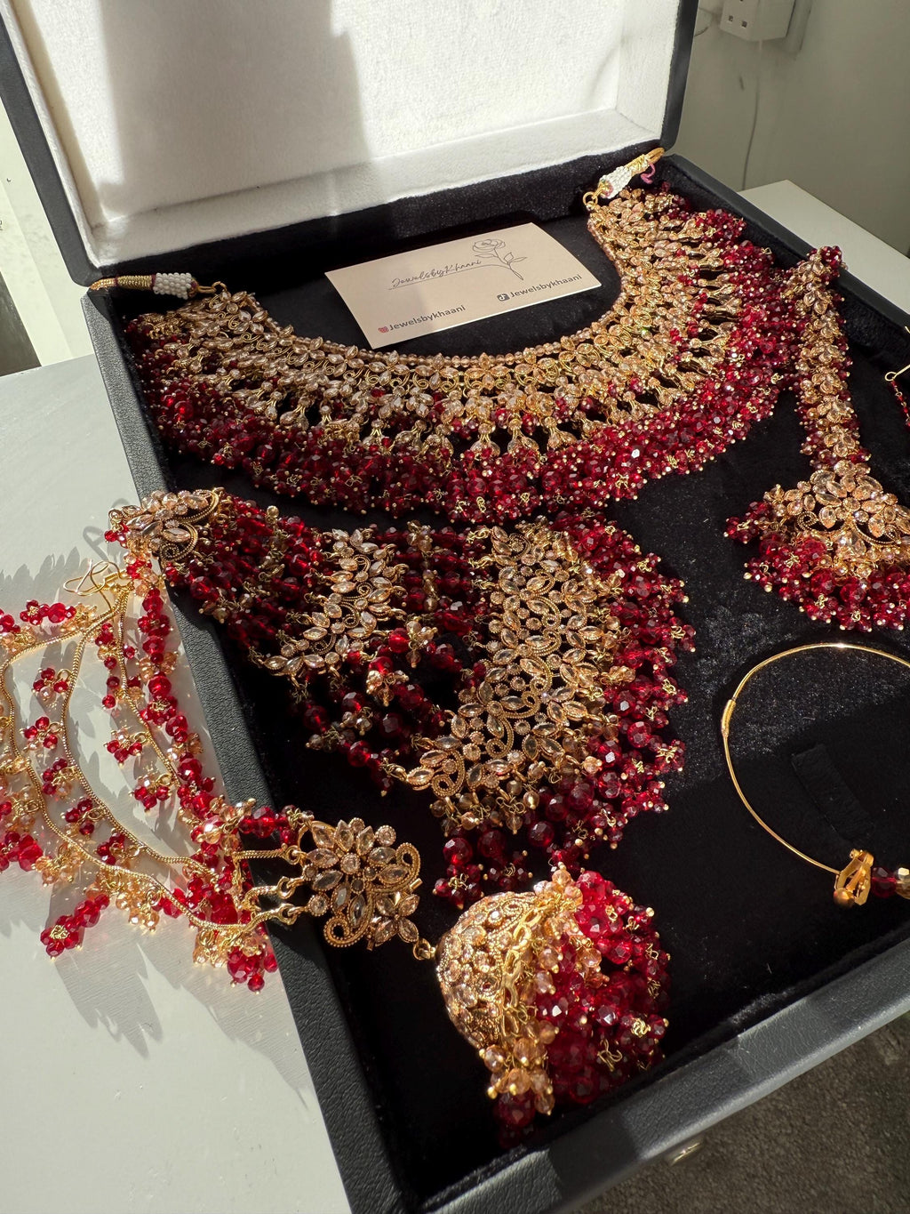 Red Stone Kundan Bridal Jewelry Set: Gold-Plated Indian Wedding Choker
