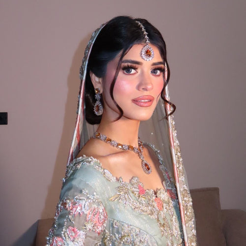 Silver plated 3 pieces Indian/Pakistani Walima Bridal  Jewelry Set  (Necklace, earrings and tikka)