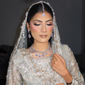 Silver plated 3 pieces Indian/Pakistani Walima Bridal  Jewelry Set  (Necklace, earrings and tikka)