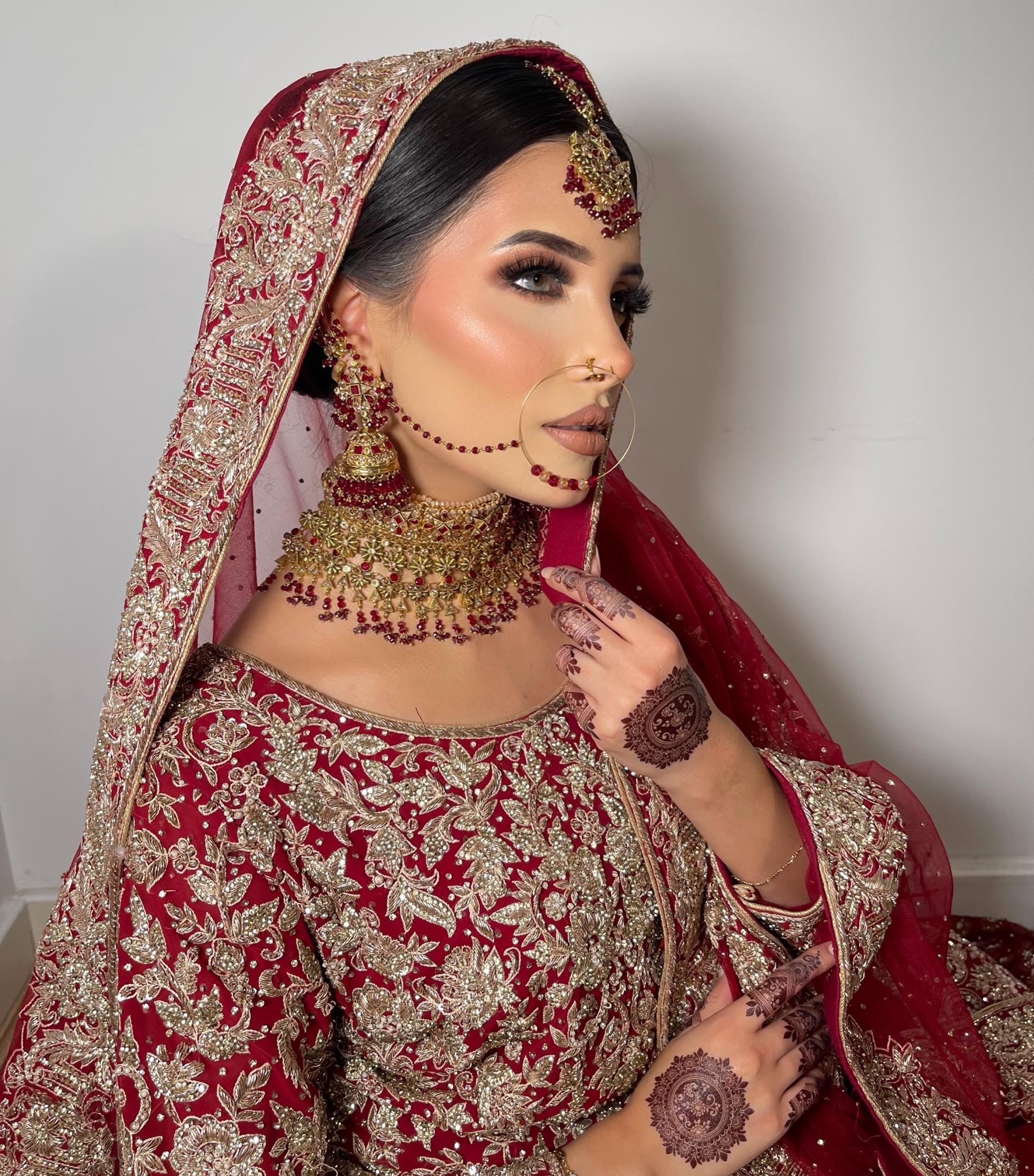 24k Gold Plated Bridal Choker Jewelry Set: Red Indian Pakistani Wedding