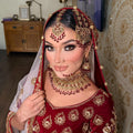 24k Gold Plated Bridal Choker Jewelry Set: Red Indian Pakistani Wedding