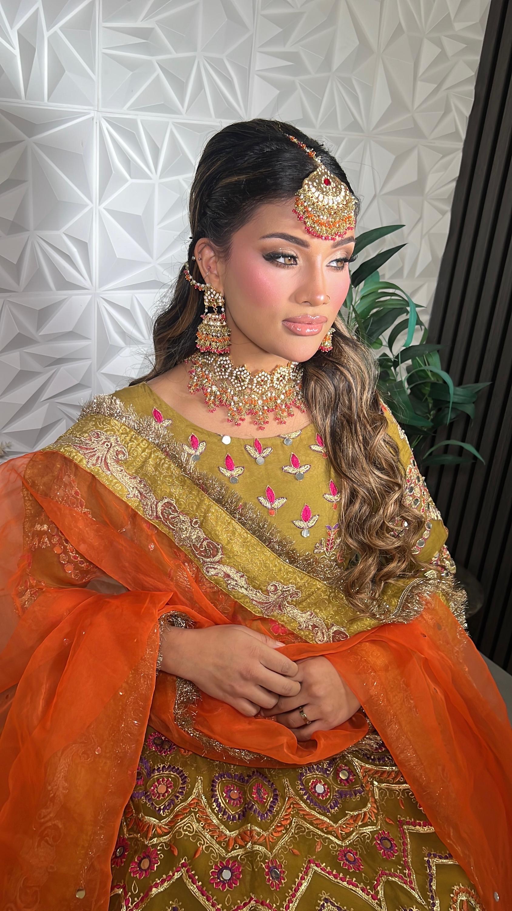 24k Gold Plated Indian Bridal Choker Jewelry Set, Wedding Necklace, Maang Tikka, Jhumka Earrings