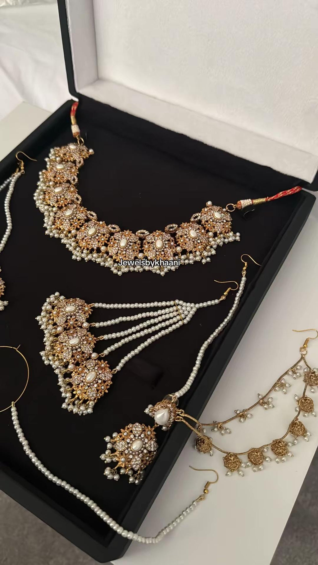 24k Gold Plated Indian Bridal Jewelry Set, Choker, Jhumka, Tikka, Jhoomar