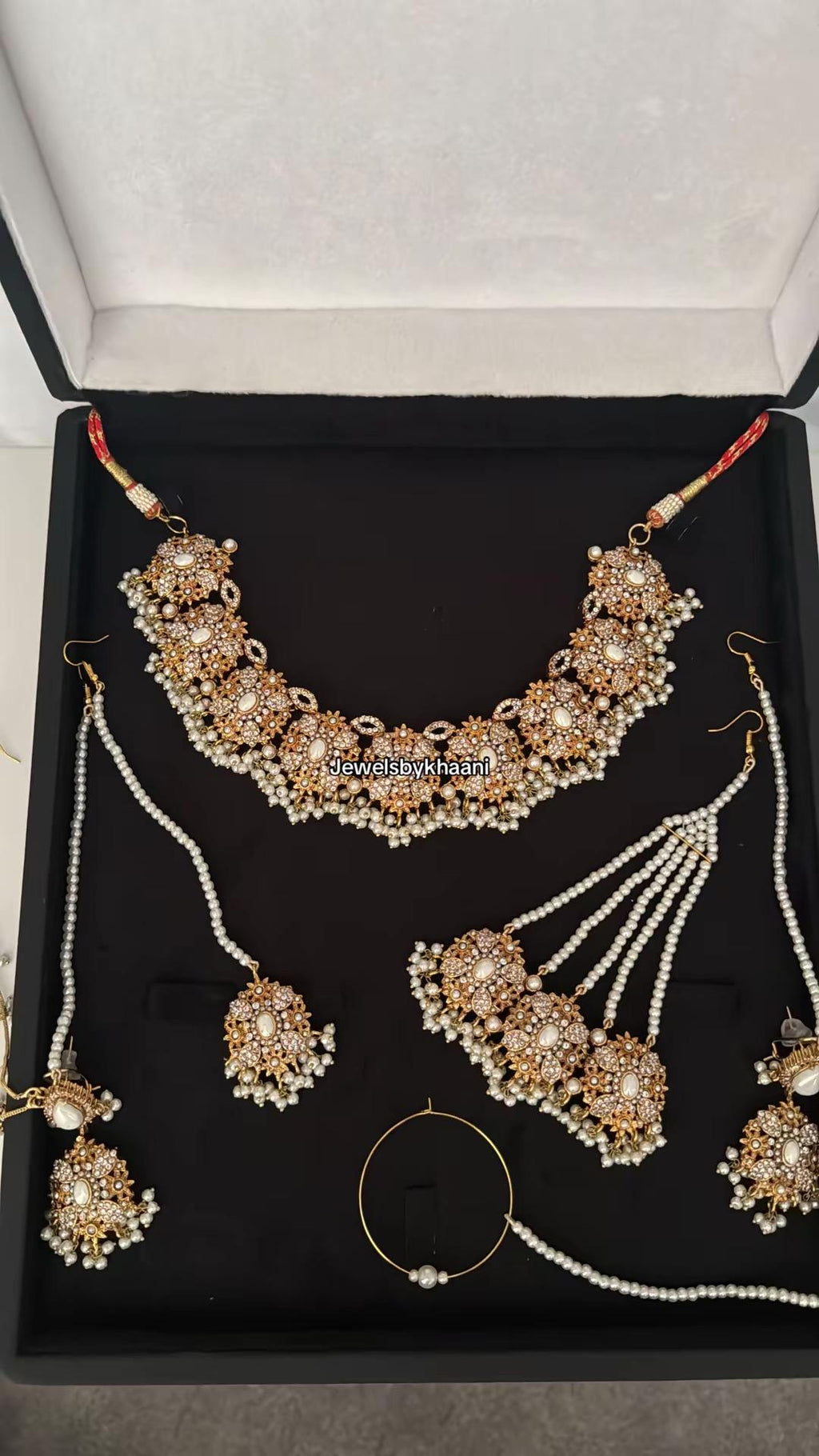 24k Gold Plated Indian Bridal Jewelry Set, Choker, Jhumka, Tikka, Jhoomar