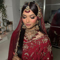 24k Gold Plated Indian Bridal Jewelry Set, Choker, Maang Tikka, Jhumka