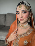 24k Gold plated 5pcs  bride Indian/Pakistani Bridal Choker Jewelry Set for Wedding (Necklace, Maang Tikka, Jhumka Earrings, Jhoomar)